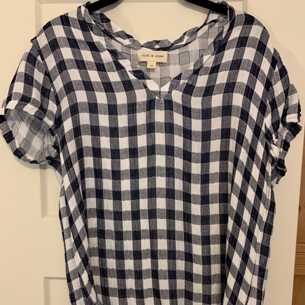 cloth & stone white/blue short sleeved top